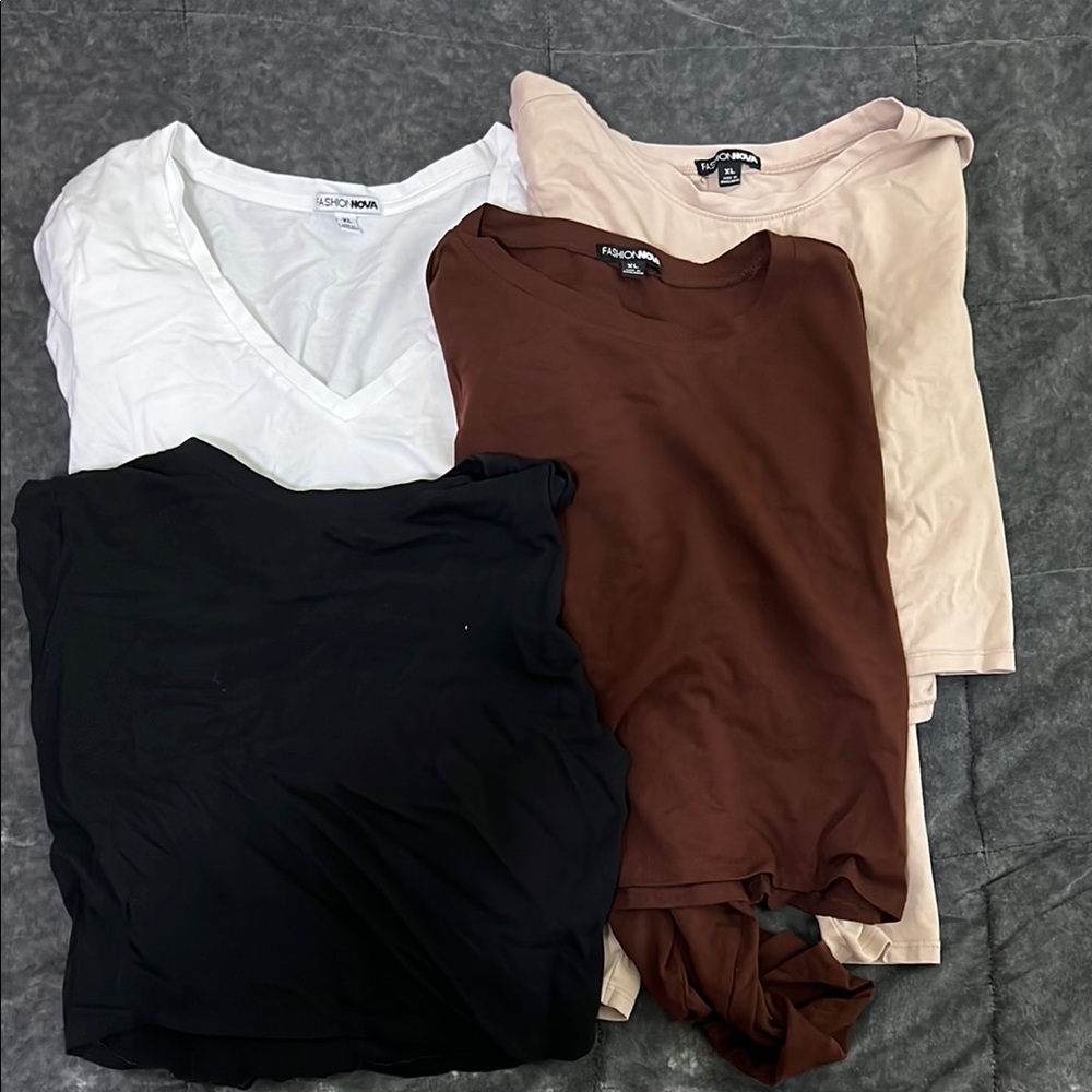 Fashion Nova Cropped Long Sleeve Shirts Collection (4 Items)